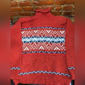 90s Vintage Liz Claiborne Orange Rustic Turtleneck Sweater Size Small